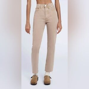 Re/Done Originals 70s Ultra High Rise Stove Pipe Cropped Boot Jeans Washed Khaki